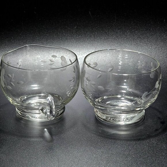 Princess House Heritage Stackable Creamer Sugar 8oz floral etched crystal 2pc - Picture 4 of 7